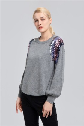 Round neck sweater with Sequin WYSE19206-B, WYSE19206-B