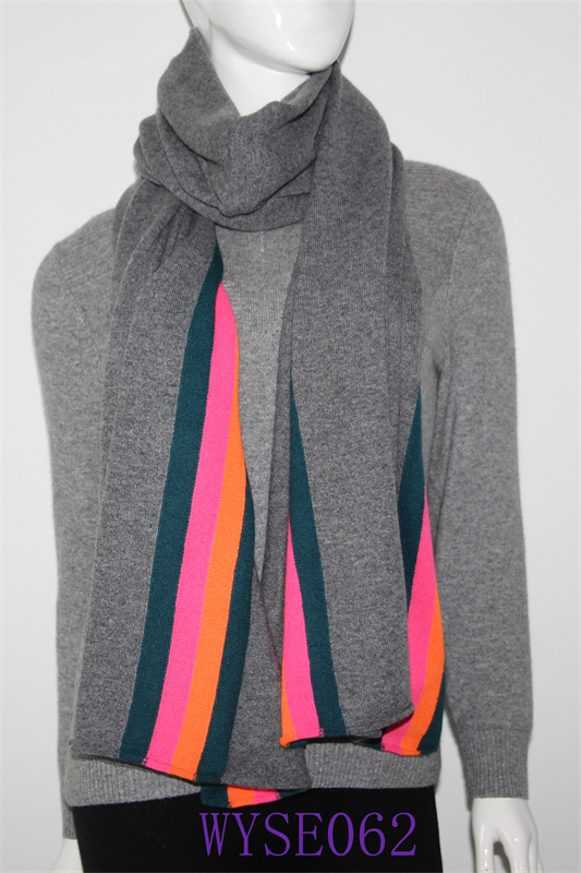 Refined 100% Cashmere Pinstripe Scarf with Self-Rolling Edges
