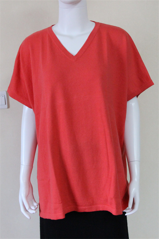 V-Neck Short Sleeve Cashmere Sweater