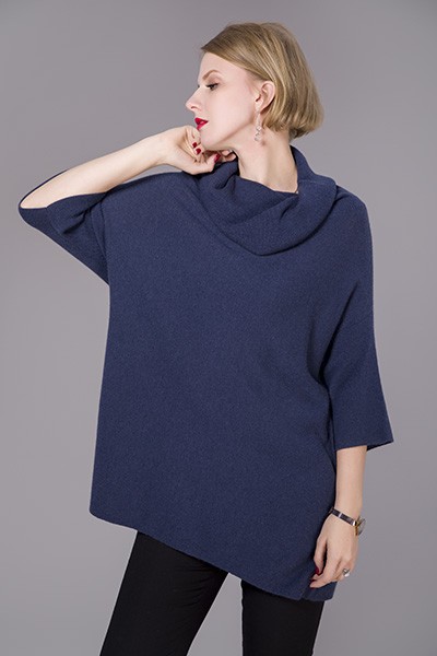 Roll neck short sleeve cashmere sweater