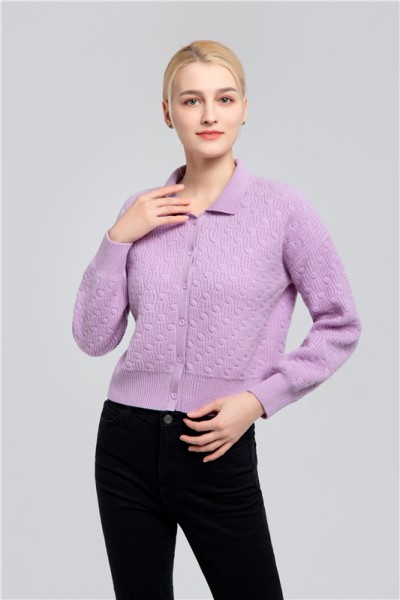 Fashion Cable Knitted Cashmere Cardigan