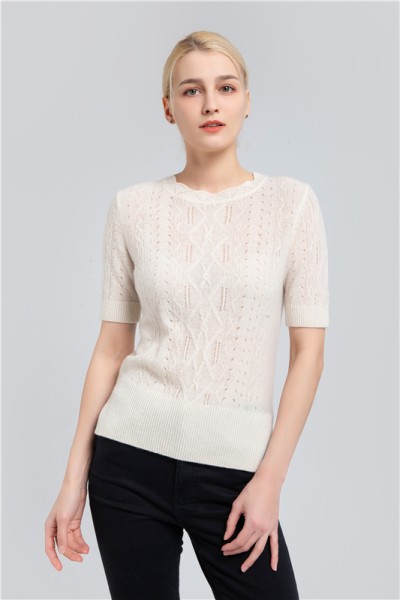 Fashion knitted Cashmere sweater with half Sleeves