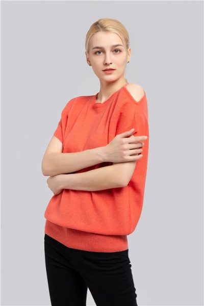 Short sleeve cashmere sweater