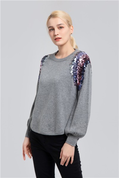 Round neck sweater with Sequin