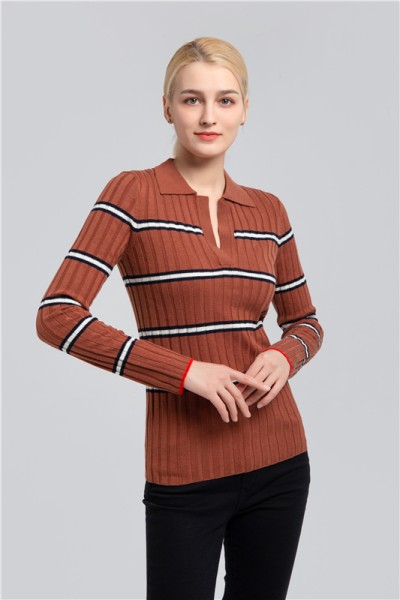 Rib Knitted Polo Shirt, W21007