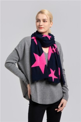 Knitted scarf with intarsia stars WS-15-B, WS-15-B
